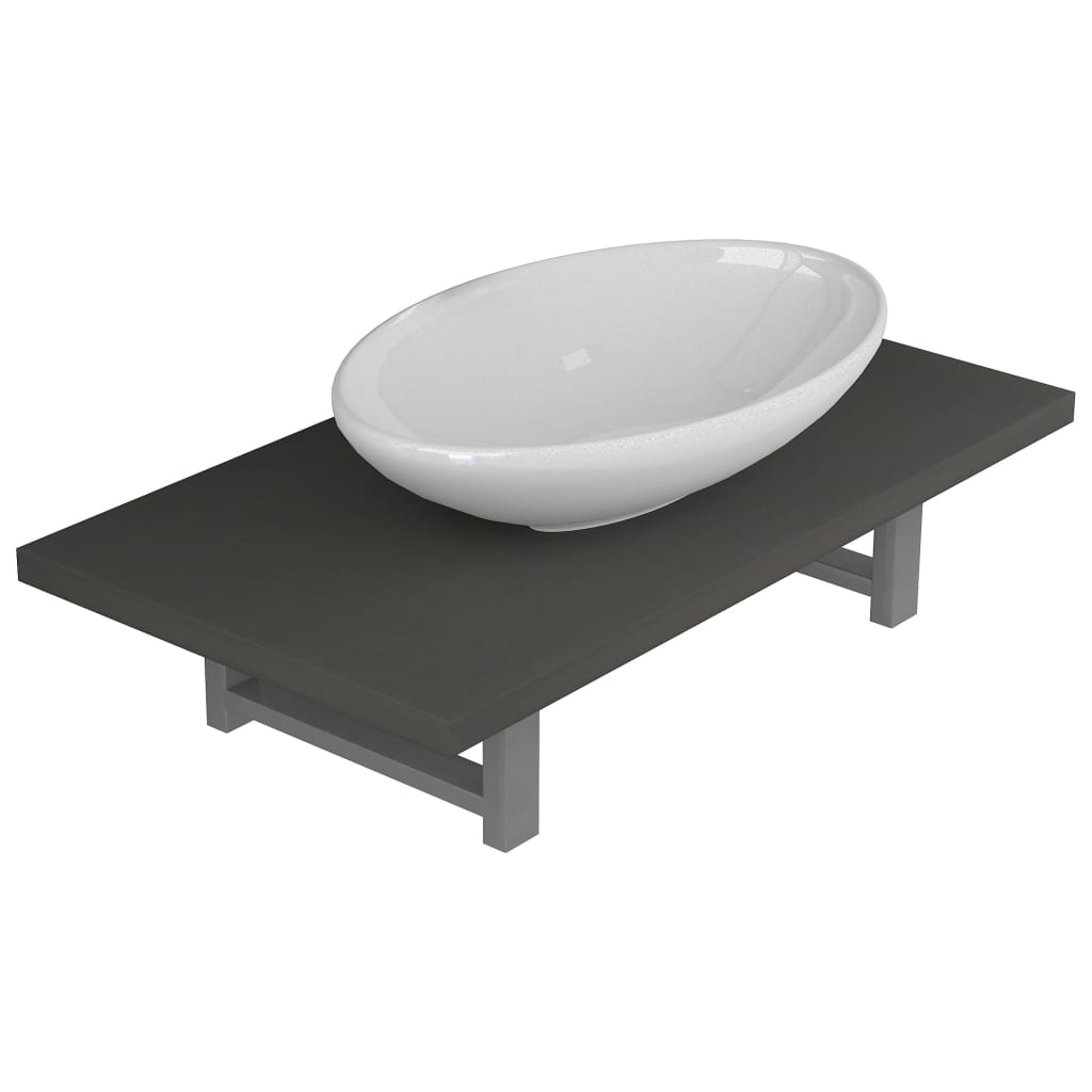 2-delige Badkamermeubelset keramiek grijs is nu te koop bij PeponiXL, paradijselijk wonen!