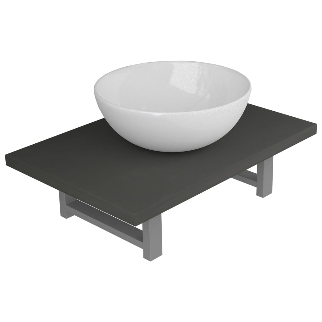 2-delige Badkamermeubelset keramiek grijs is nu te koop bij PeponiXL, paradijselijk wonen!