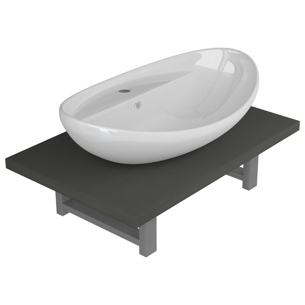 2-delige Badkamermeubelset keramiek grijs is nu te koop bij PeponiXL, paradijselijk wonen!