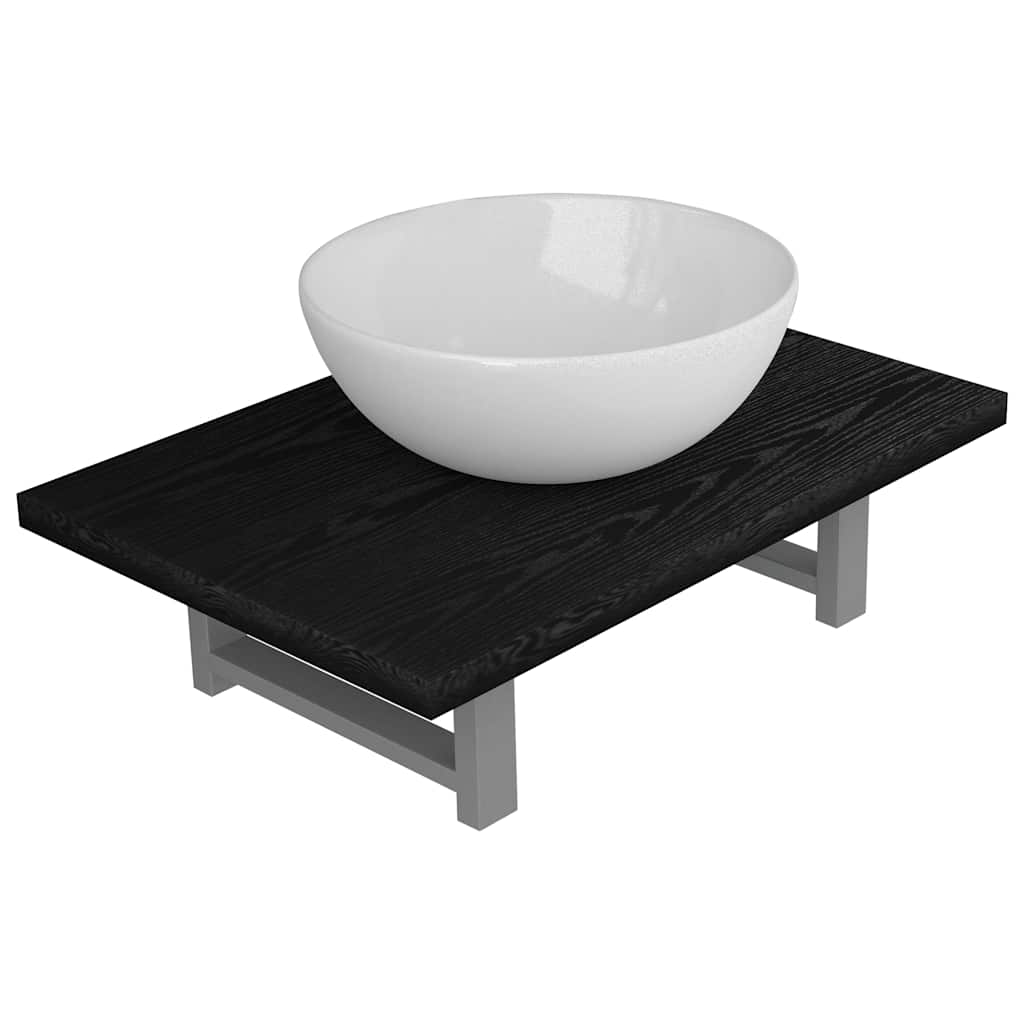 2-delige Badkamermeubelset keramiek zwart is nu te koop bij PeponiXL, paradijselijk wonen!