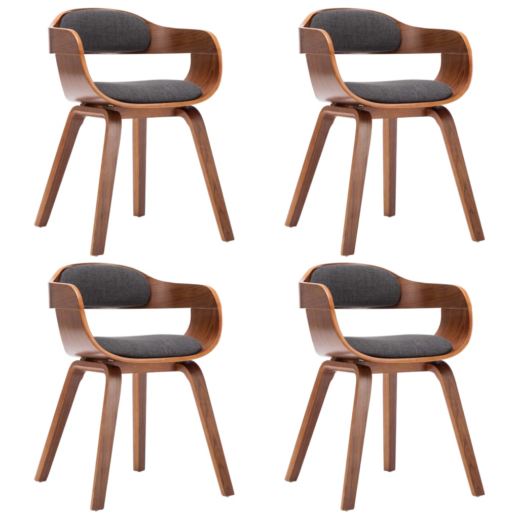 Eetkamerstoelen 4 st stof en gebogen hout donkergrijs is nu te koop bij PeponiXL, paradijselijk wonen!