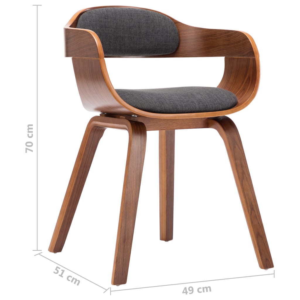 Eetkamerstoelen 4 st stof en gebogen hout donkergrijs is nu te koop bij PeponiXL, paradijselijk wonen!