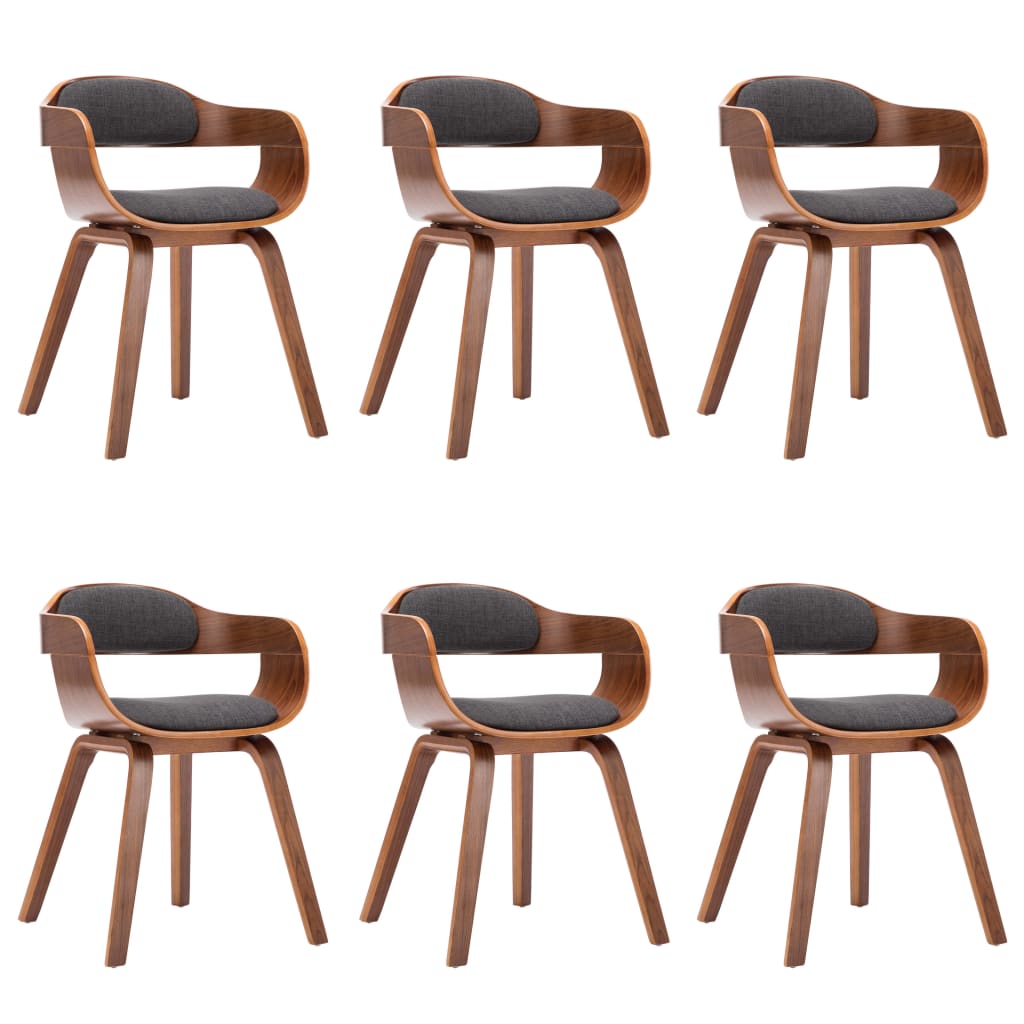 Eetkamerstoelen 6 st stof en gebogen hout donkergrijs is nu te koop bij PeponiXL, paradijselijk wonen!