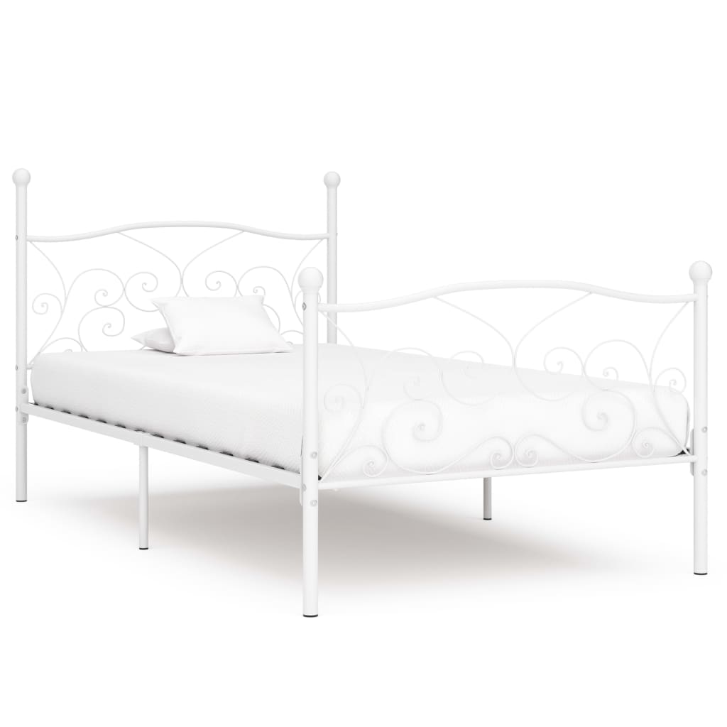 Bedframe met lattenbodem metaal wit 100x200 cm is nu te koop bij PeponiXL, paradijselijk wonen!