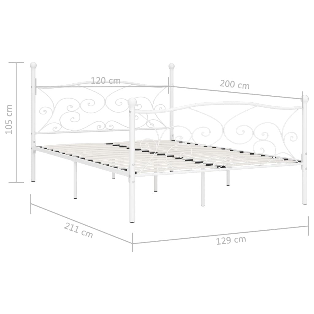 Bedframe met lattenbodem metaal wit 120x200 cm is nu te koop bij PeponiXL, paradijselijk wonen!