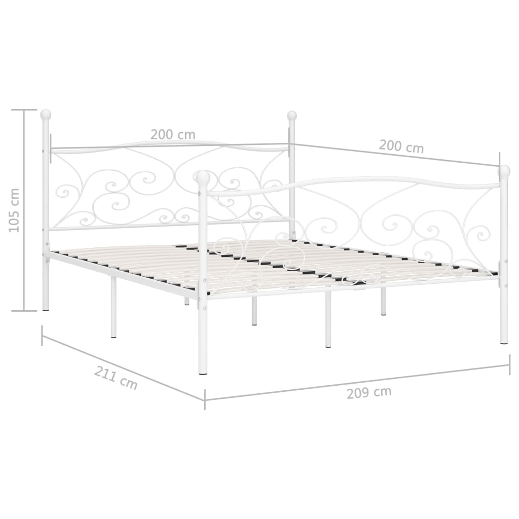 Bedframe met lattenbodem metaal wit 200x200 cm is nu te koop bij PeponiXL, paradijselijk wonen!