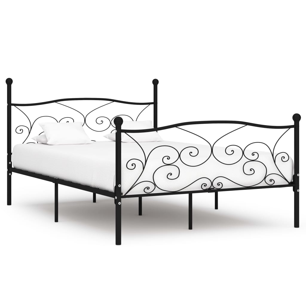 Bedframe met lattenbodem metaal zwart 120x200 cm is nu te koop bij PeponiXL, paradijselijk wonen!