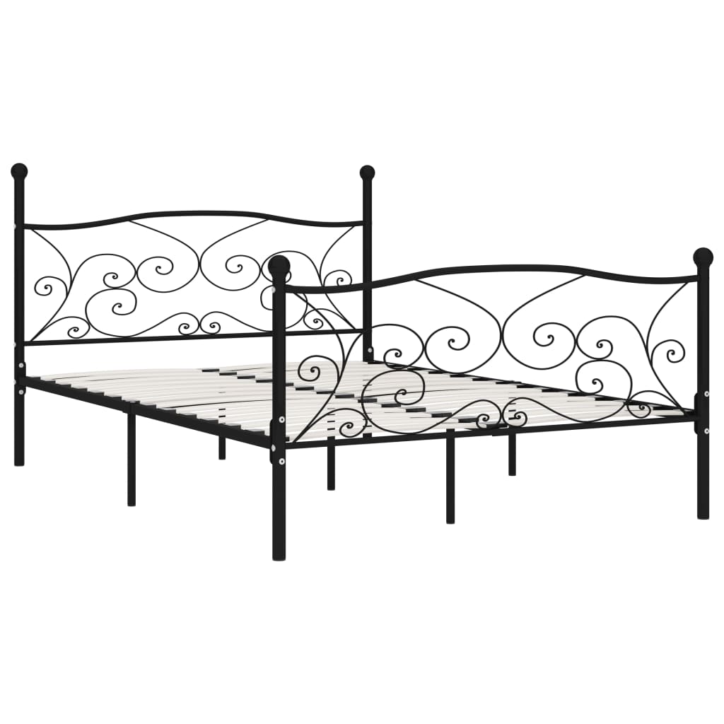 Bedframe met lattenbodem metaal zwart 120x200 cm is nu te koop bij PeponiXL, paradijselijk wonen!