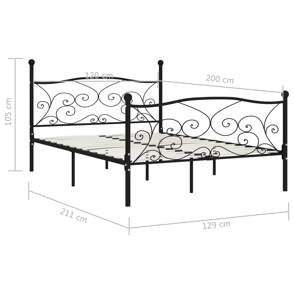 Bedframe met lattenbodem metaal zwart 120x200 cm is nu te koop bij PeponiXL, paradijselijk wonen!