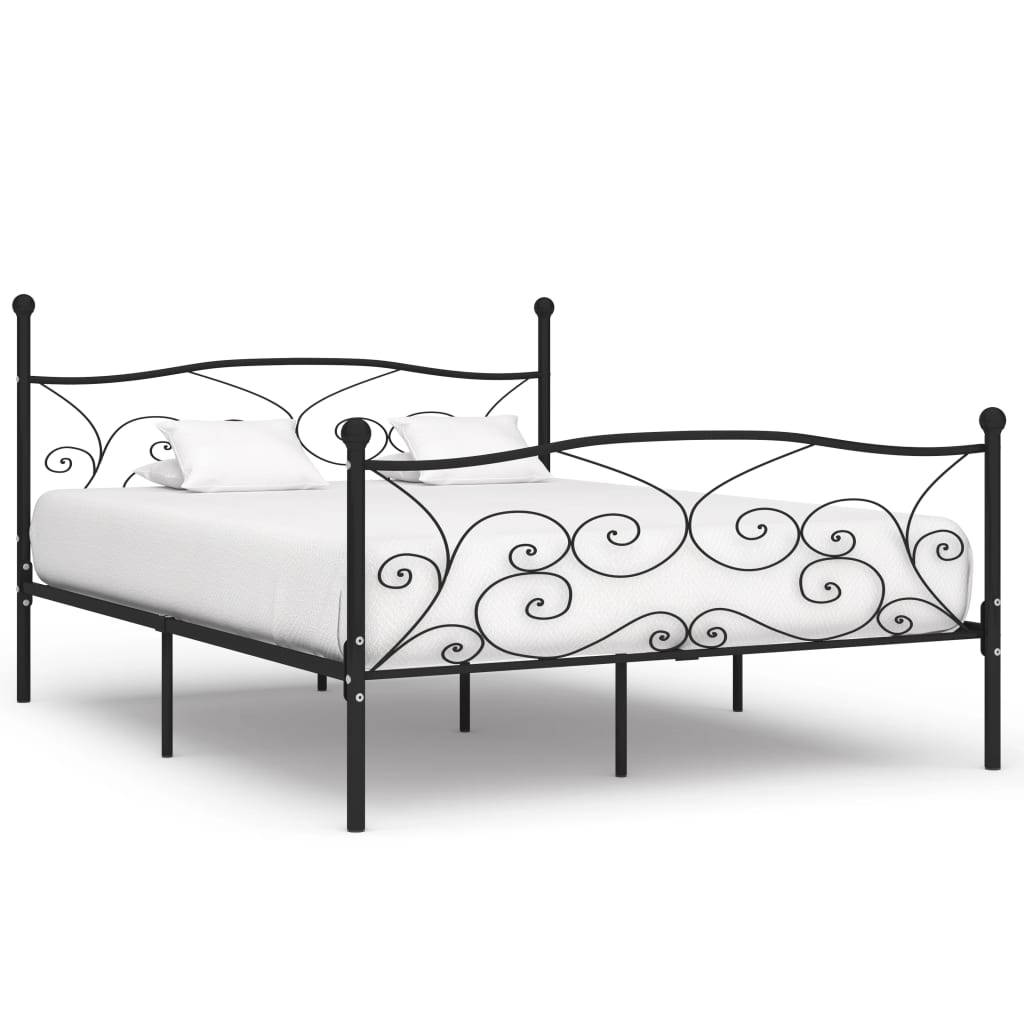 Bedframe met lattenbodem metaal zwart 180x200 cm is nu te koop bij PeponiXL, paradijselijk wonen!