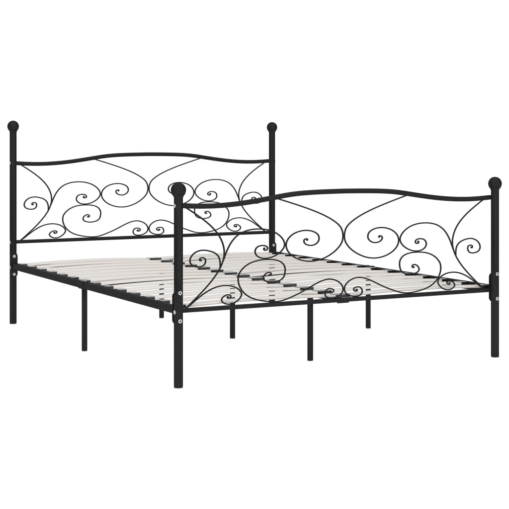 Bedframe met lattenbodem metaal zwart 180x200 cm is nu te koop bij PeponiXL, paradijselijk wonen!