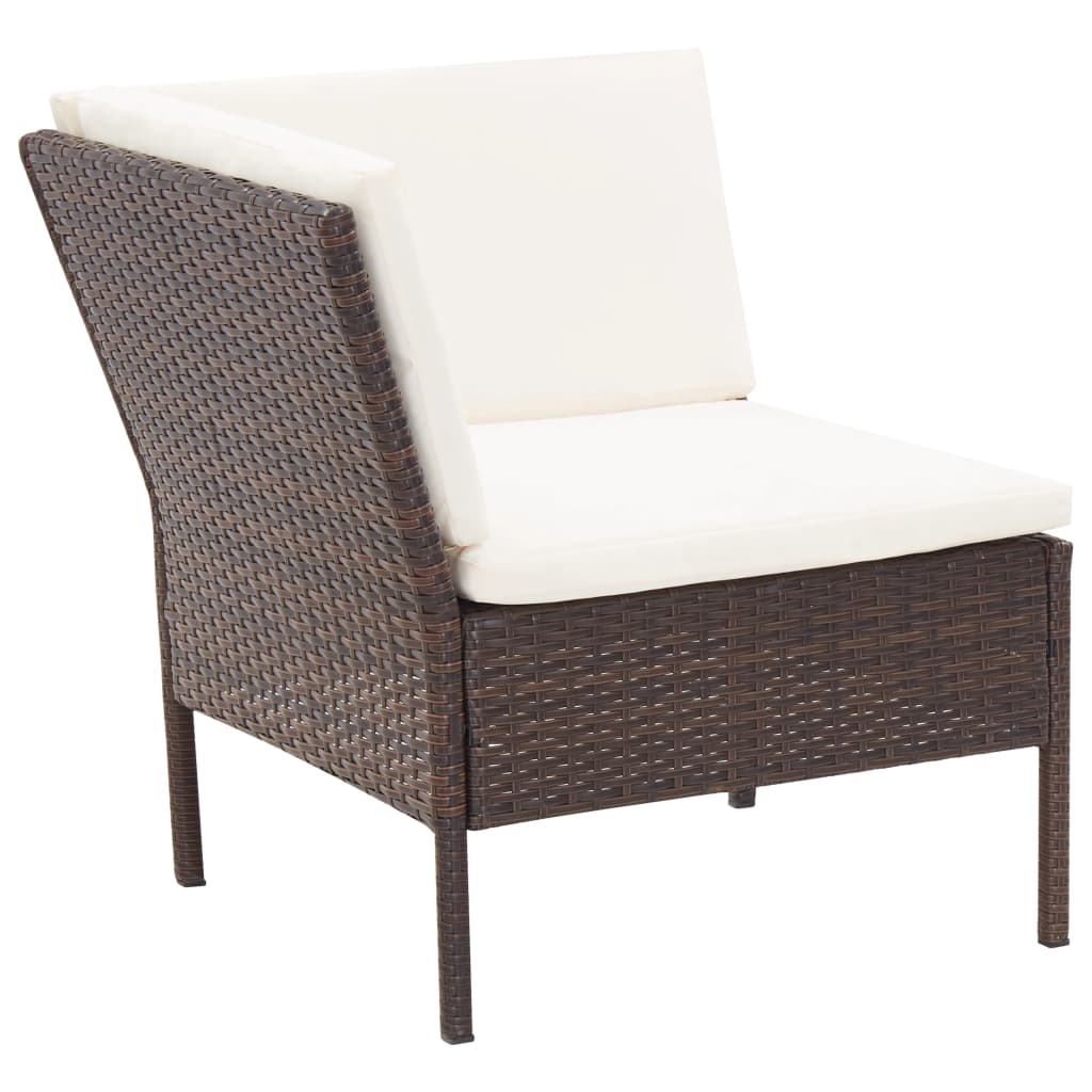 6-delige Loungeset met kussens poly rattan bruin is nu te koop bij PeponiXL, paradijselijk wonen!