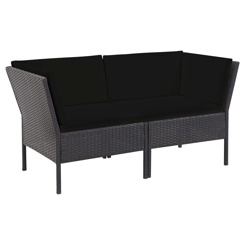 6-delige Loungeset met kussens poly rattan zwart is nu te koop bij PeponiXL, paradijselijk wonen!