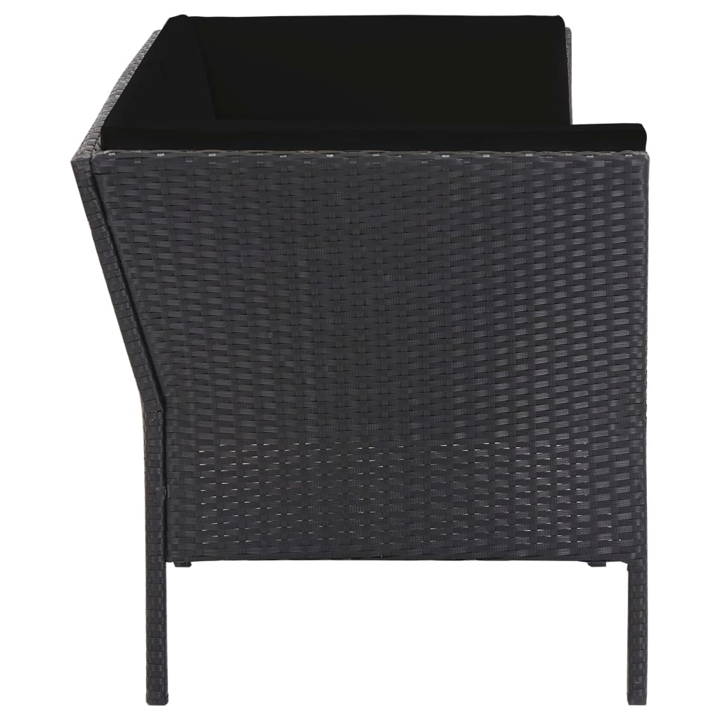 6-delige Loungeset met kussens poly rattan zwart is nu te koop bij PeponiXL, paradijselijk wonen!