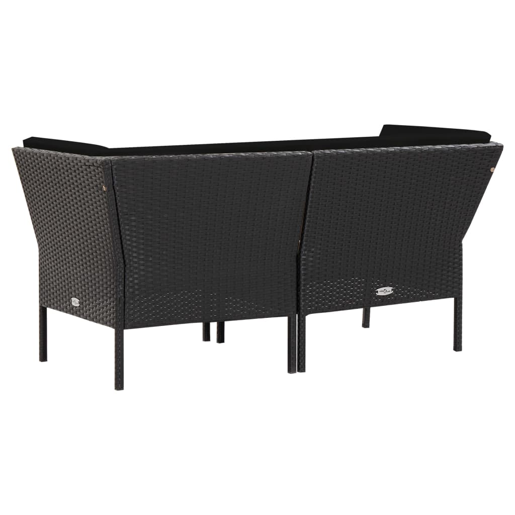 6-delige Loungeset met kussens poly rattan zwart is nu te koop bij PeponiXL, paradijselijk wonen!
