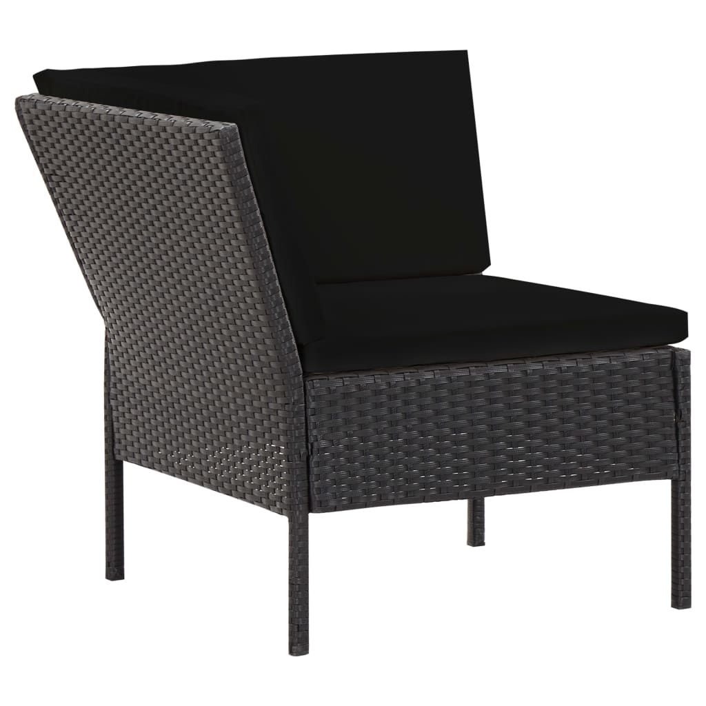 6-delige Loungeset met kussens poly rattan zwart is nu te koop bij PeponiXL, paradijselijk wonen!