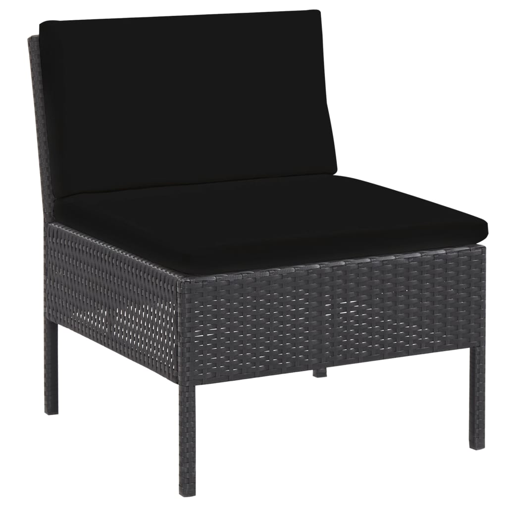 6-delige Loungeset met kussens poly rattan zwart is nu te koop bij PeponiXL, paradijselijk wonen!