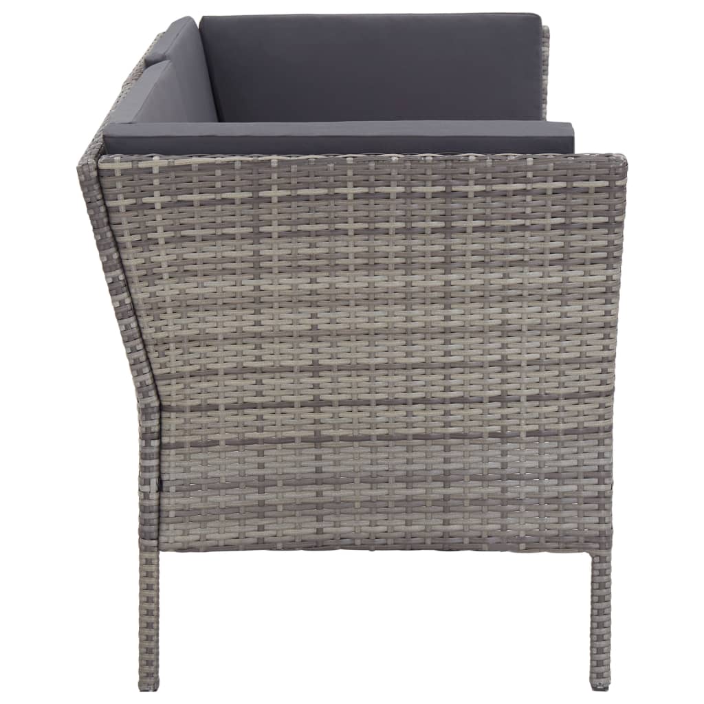 6-delige Loungeset met kussens poly rattan grijs is nu te koop bij PeponiXL, paradijselijk wonen!