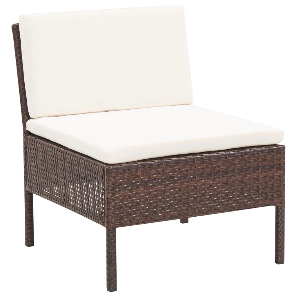 5-delige Loungeset met kussens poly rattan bruin is nu te koop bij PeponiXL, paradijselijk wonen!