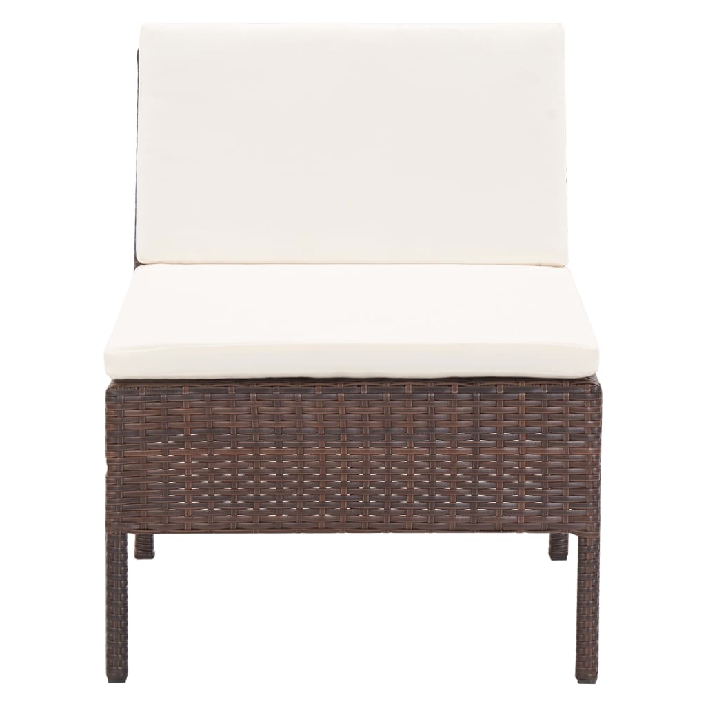 5-delige Loungeset met kussens poly rattan bruin is nu te koop bij PeponiXL, paradijselijk wonen!