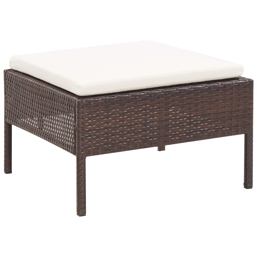 5-delige Loungeset met kussens poly rattan bruin is nu te koop bij PeponiXL, paradijselijk wonen!
