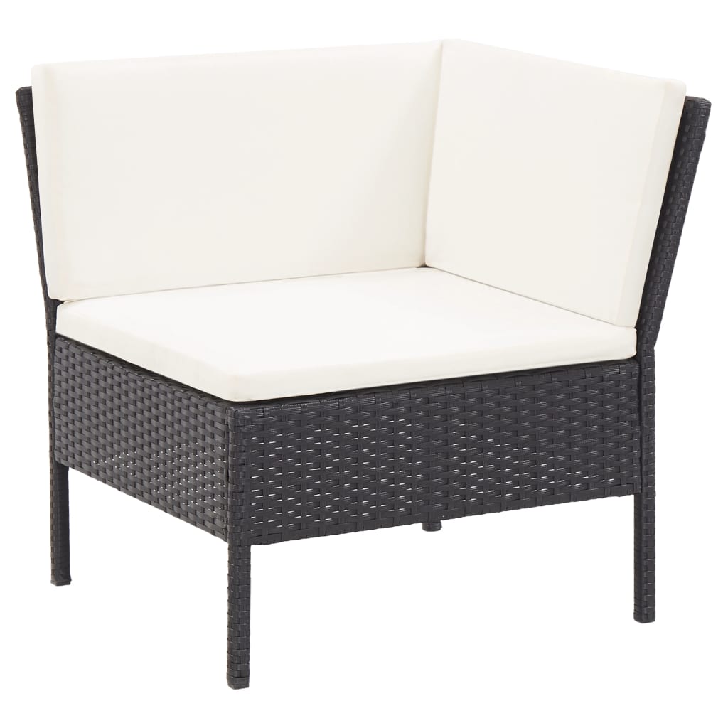 6-delige Loungeset met kussens poly rattan zwart is nu te koop bij PeponiXL, paradijselijk wonen!
