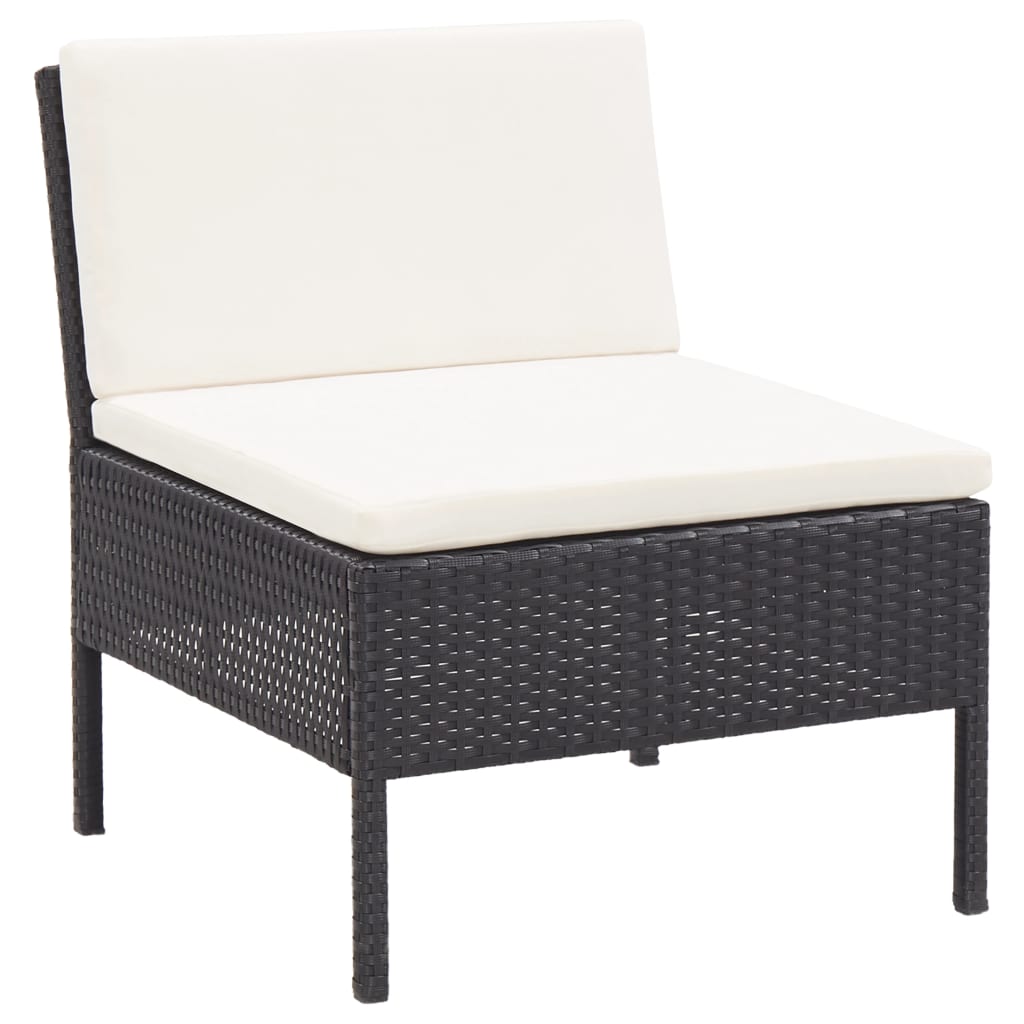 6-delige Loungeset met kussens poly rattan zwart is nu te koop bij PeponiXL, paradijselijk wonen!