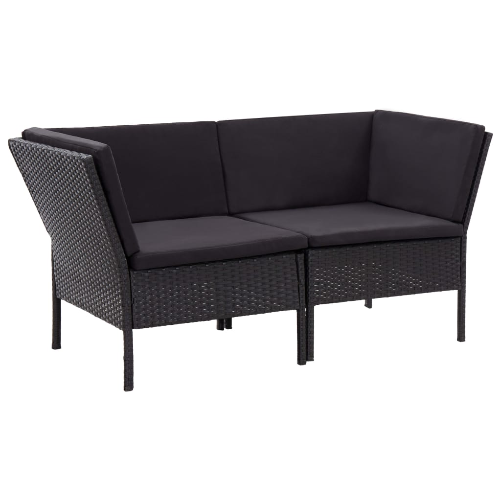 6-delige Loungeset met kussens poly rattan zwart is nu te koop bij PeponiXL, paradijselijk wonen!