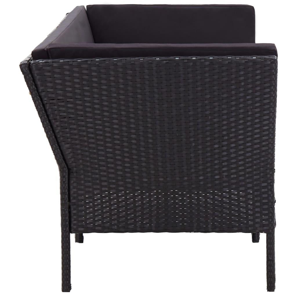 6-delige Loungeset met kussens poly rattan zwart is nu te koop bij PeponiXL, paradijselijk wonen!