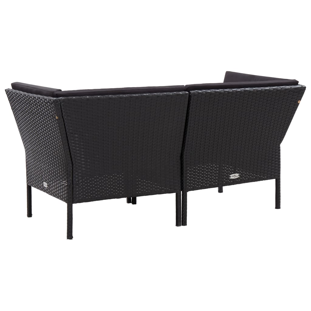 6-delige Loungeset met kussens poly rattan zwart is nu te koop bij PeponiXL, paradijselijk wonen!
