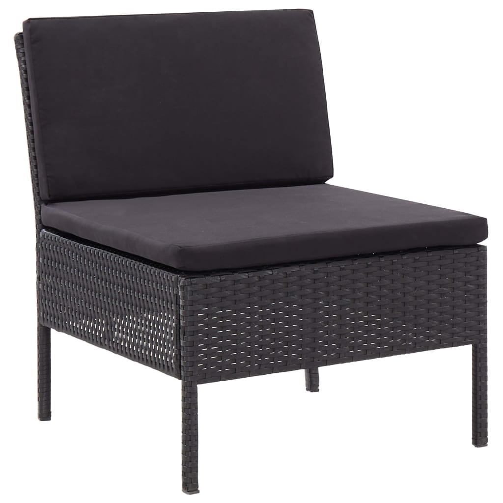 6-delige Loungeset met kussens poly rattan zwart is nu te koop bij PeponiXL, paradijselijk wonen!