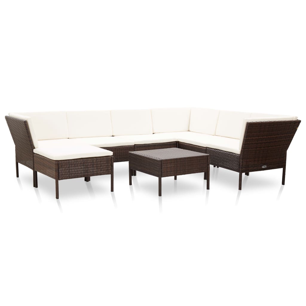8-delige Loungeset met kussens poly rattan bruin is nu te koop bij PeponiXL, paradijselijk wonen!