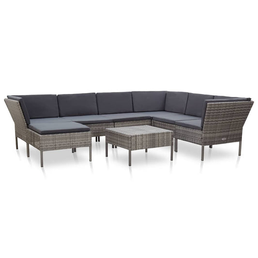 8-delige Loungeset met kussens poly rattan grijs is nu te koop bij PeponiXL, paradijselijk wonen!