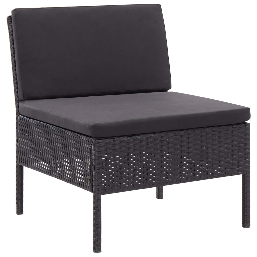 3-delige Loungeset met kussens poly rattan zwart is nu te koop bij PeponiXL, paradijselijk wonen!
