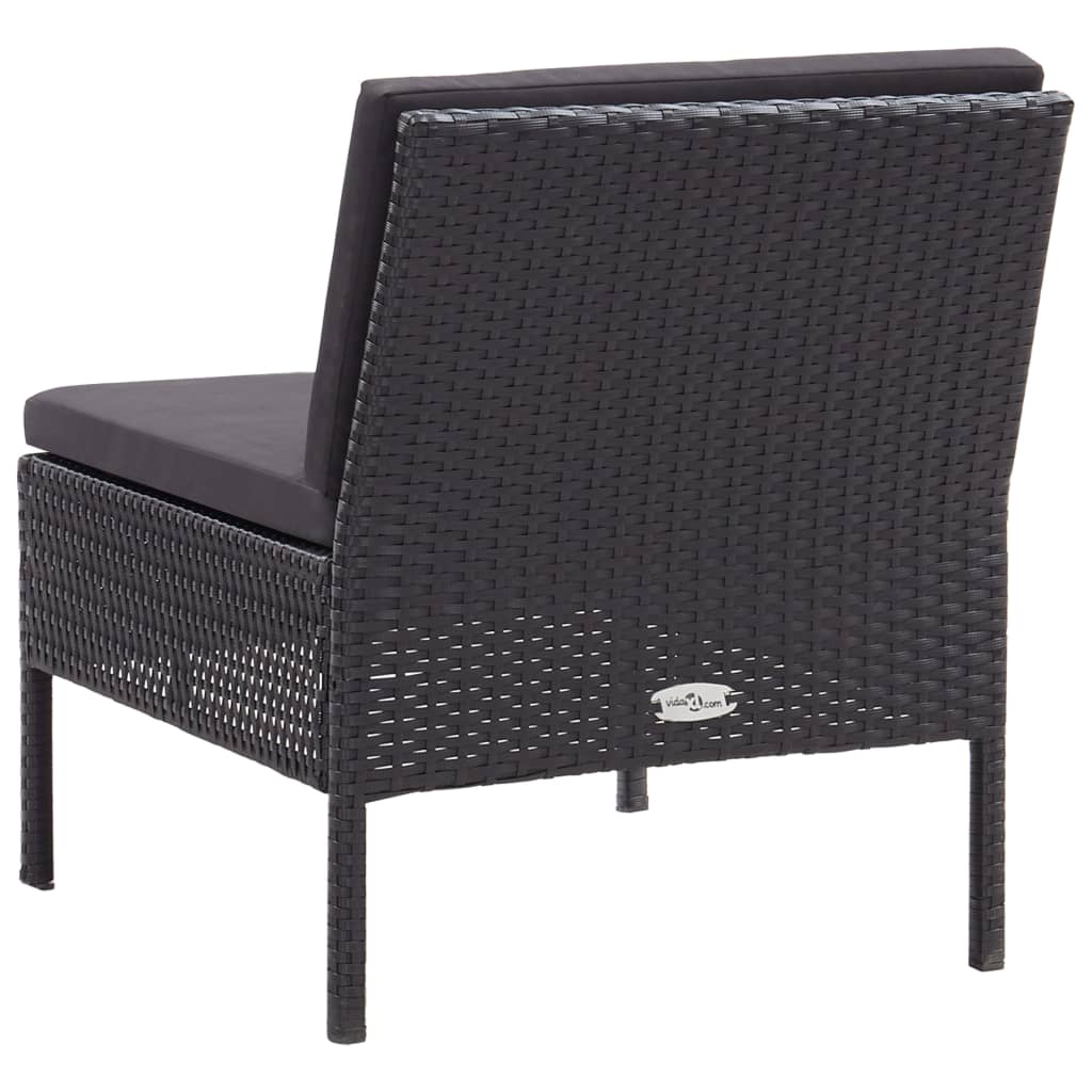 3-delige Loungeset met kussens poly rattan zwart is nu te koop bij PeponiXL, paradijselijk wonen!