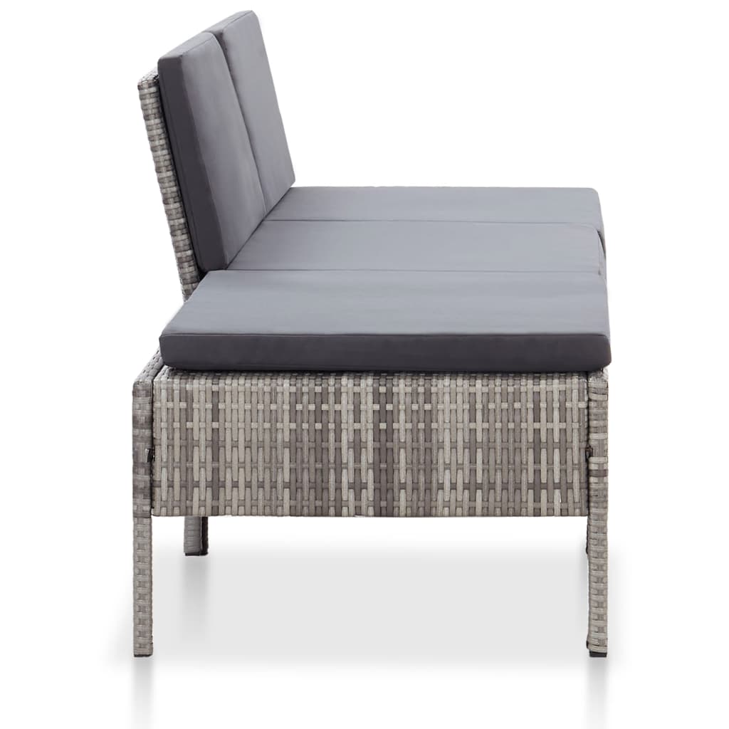 3-delige Loungeset met kussens poly rattan grijs is nu te koop bij PeponiXL, paradijselijk wonen!