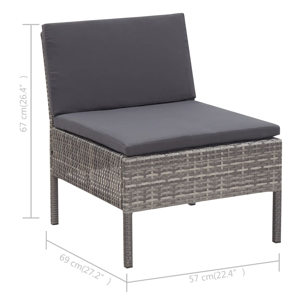 3-delige Loungeset met kussens poly rattan grijs is nu te koop bij PeponiXL, paradijselijk wonen!