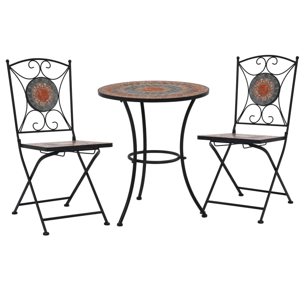 3-delige Bistroset mozaïek keramische tegel oranje en grijs is nu te koop bij PeponiXL, paradijselijk wonen!