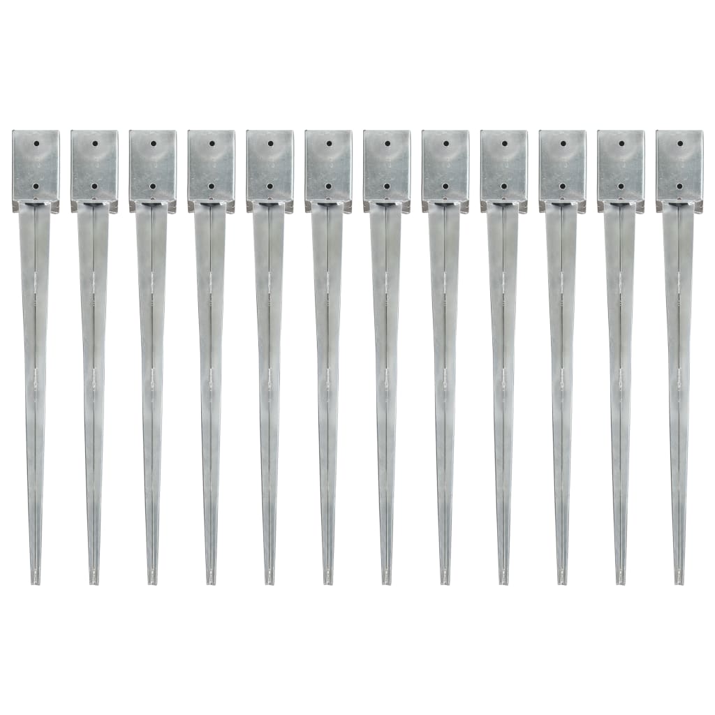 Grondpinnen 12 st 9x9x90 cm gegalvaniseerd staal zilverkleurig is nu te koop bij PeponiXL, paradijselijk wonen!