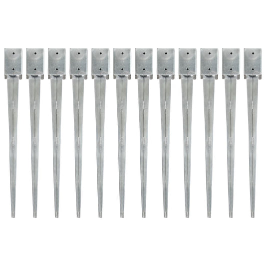 Grondpinnen 12 st 9x9x90 cm gegalvaniseerd staal zilverkleurig is nu te koop bij PeponiXL, paradijselijk wonen!