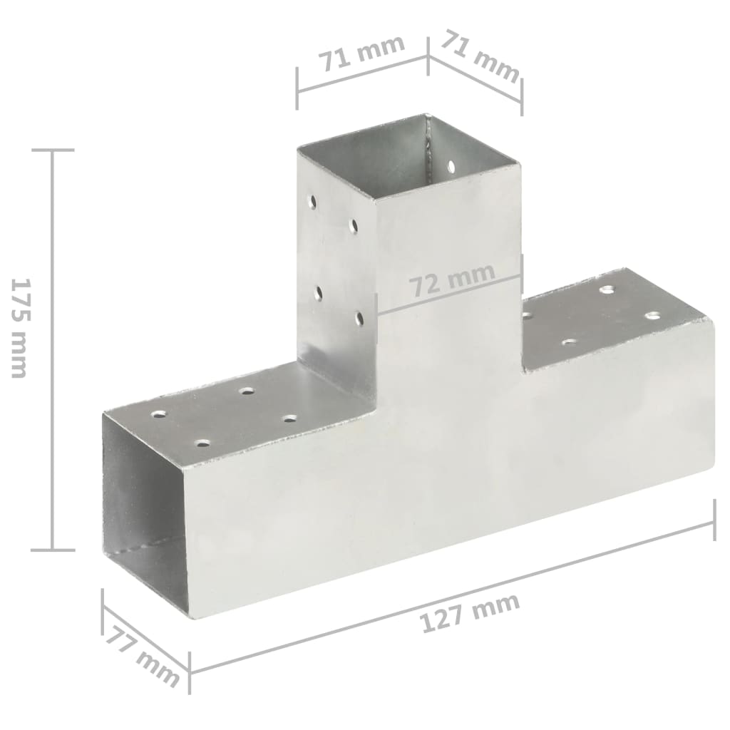 Paalverbindingen 4 st T-vorm 71x71 mm gegalvaniseerd metaal is nu te koop bij PeponiXL, paradijselijk wonen!