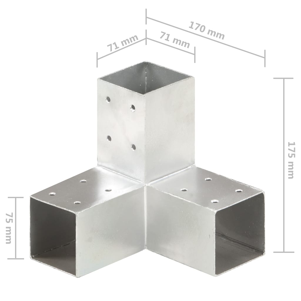 Paalverbindingen 4 st Y-vorm 71x71 mm gegalvaniseerd metaal is nu te koop bij PeponiXL, paradijselijk wonen!