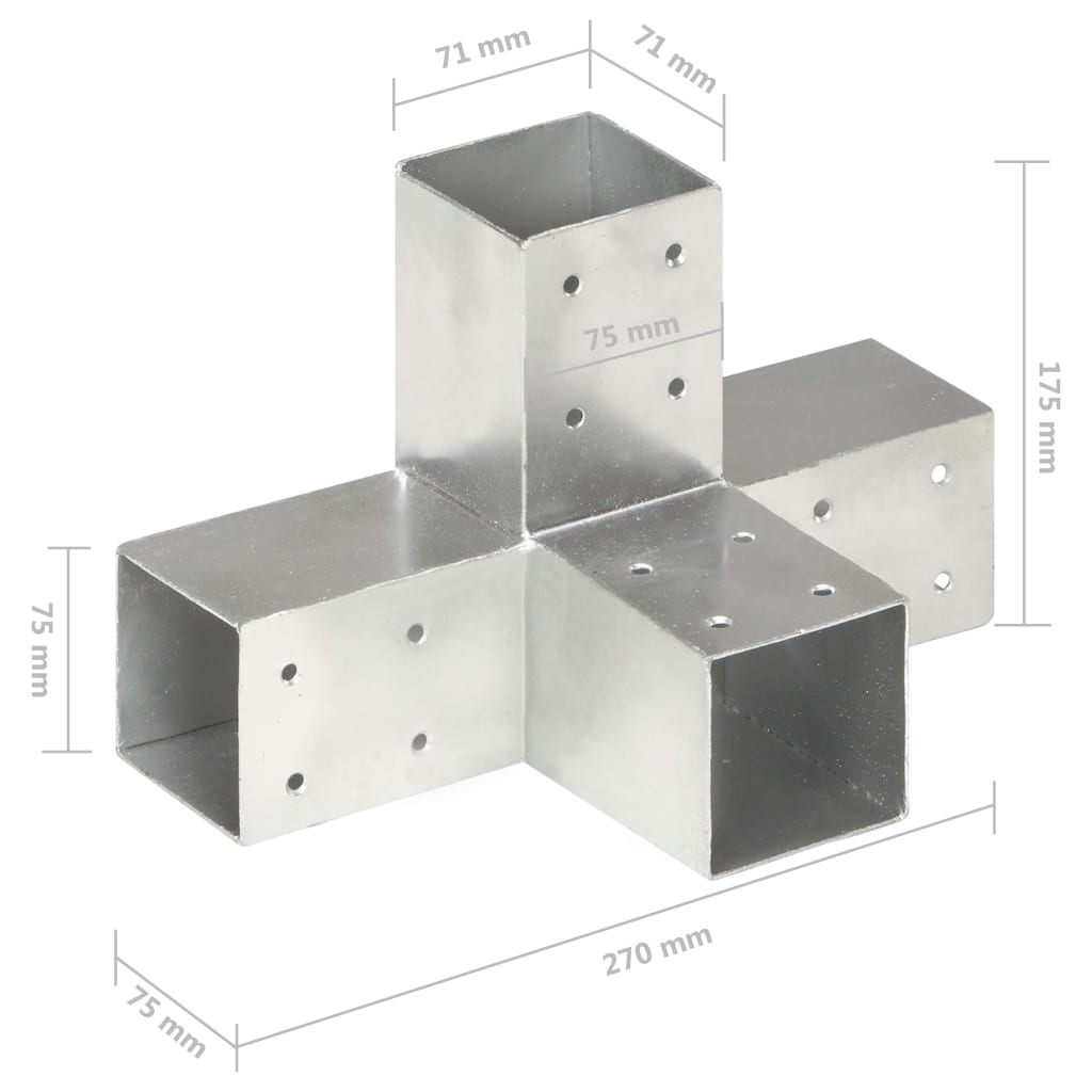 Paalverbindingen 4 st X-vorm 71x71 mm gegalvaniseerd metaal is nu te koop bij PeponiXL, paradijselijk wonen!