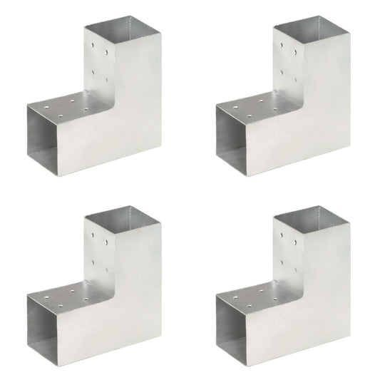 Paalverbindingen 4 st L-vorm 81x81 mm gegalvaniseerd metaal is nu te koop bij PeponiXL, paradijselijk wonen!