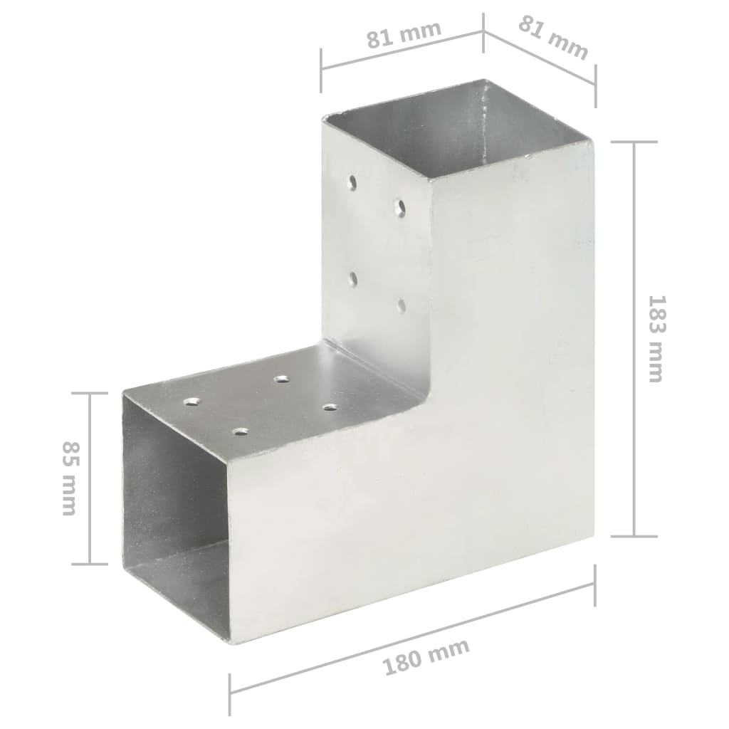 Paalverbindingen 4 st L-vorm 81x81 mm gegalvaniseerd metaal is nu te koop bij PeponiXL, paradijselijk wonen!