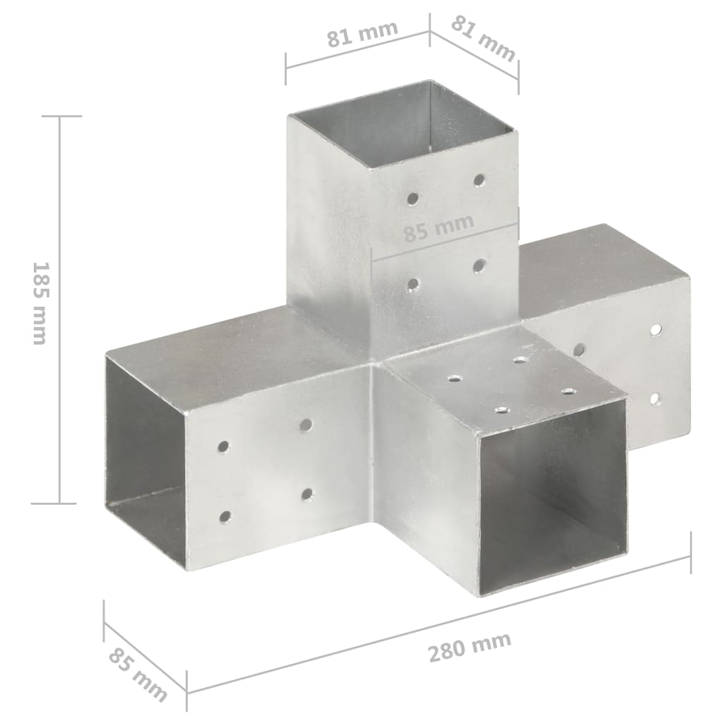 Paalverbinding X-vorm 81x81 mm gegalvaniseerd metaal is nu te koop bij PeponiXL, paradijselijk wonen!