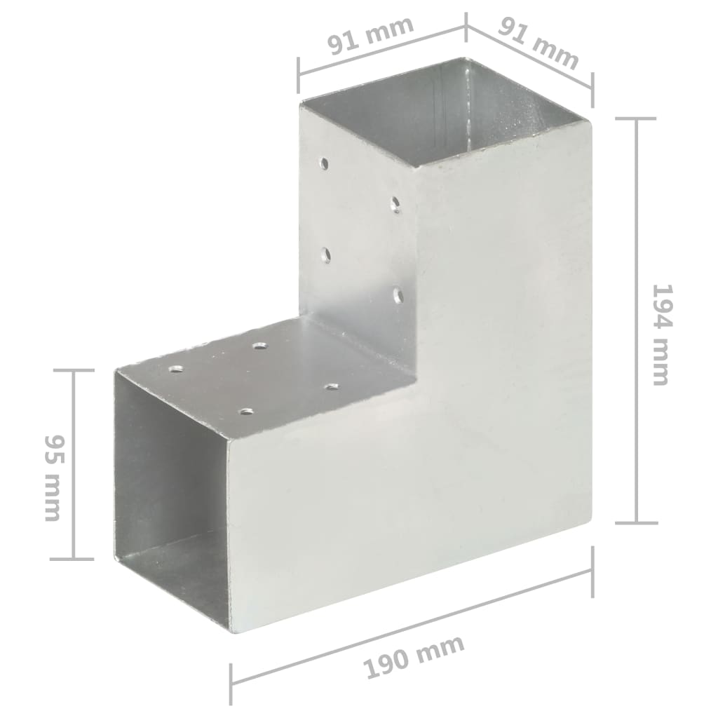 Paalverbindingen 4 st L-vorm 91x91 mm gegalvaniseerd metaal is nu te koop bij PeponiXL, paradijselijk wonen!