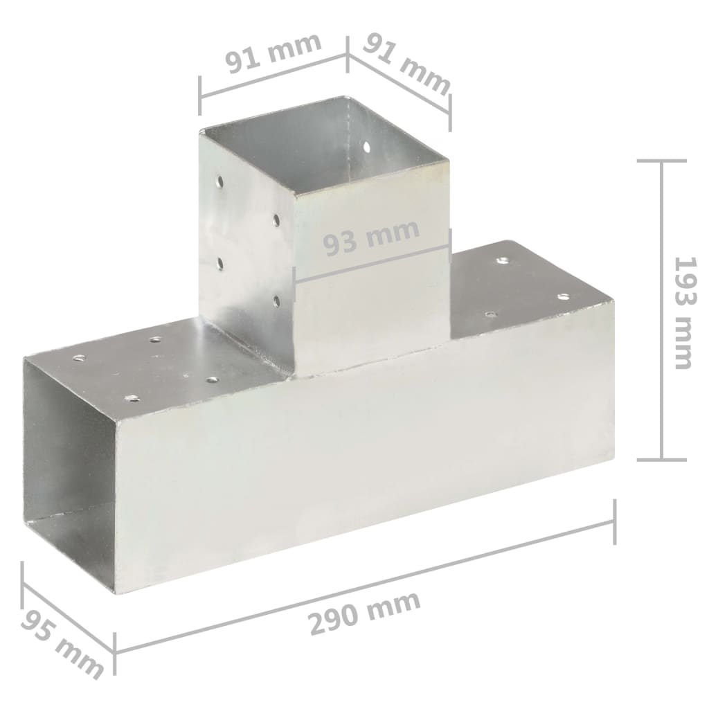 Paalverbindingen 4 st T-vorm 91x91 mm gegalvaniseerd metaal is nu te koop bij PeponiXL, paradijselijk wonen!