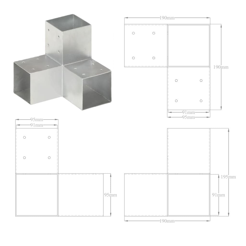Paalverbinding Y-vorm 91x91 mm gegalvaniseerd metaal is nu te koop bij PeponiXL, paradijselijk wonen!