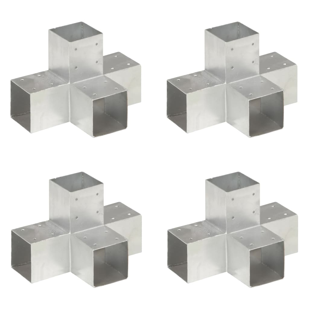 Paalverbindingen 4 st X-vorm 91x91 mm gegalvaniseerd metaal is nu te koop bij PeponiXL, paradijselijk wonen!